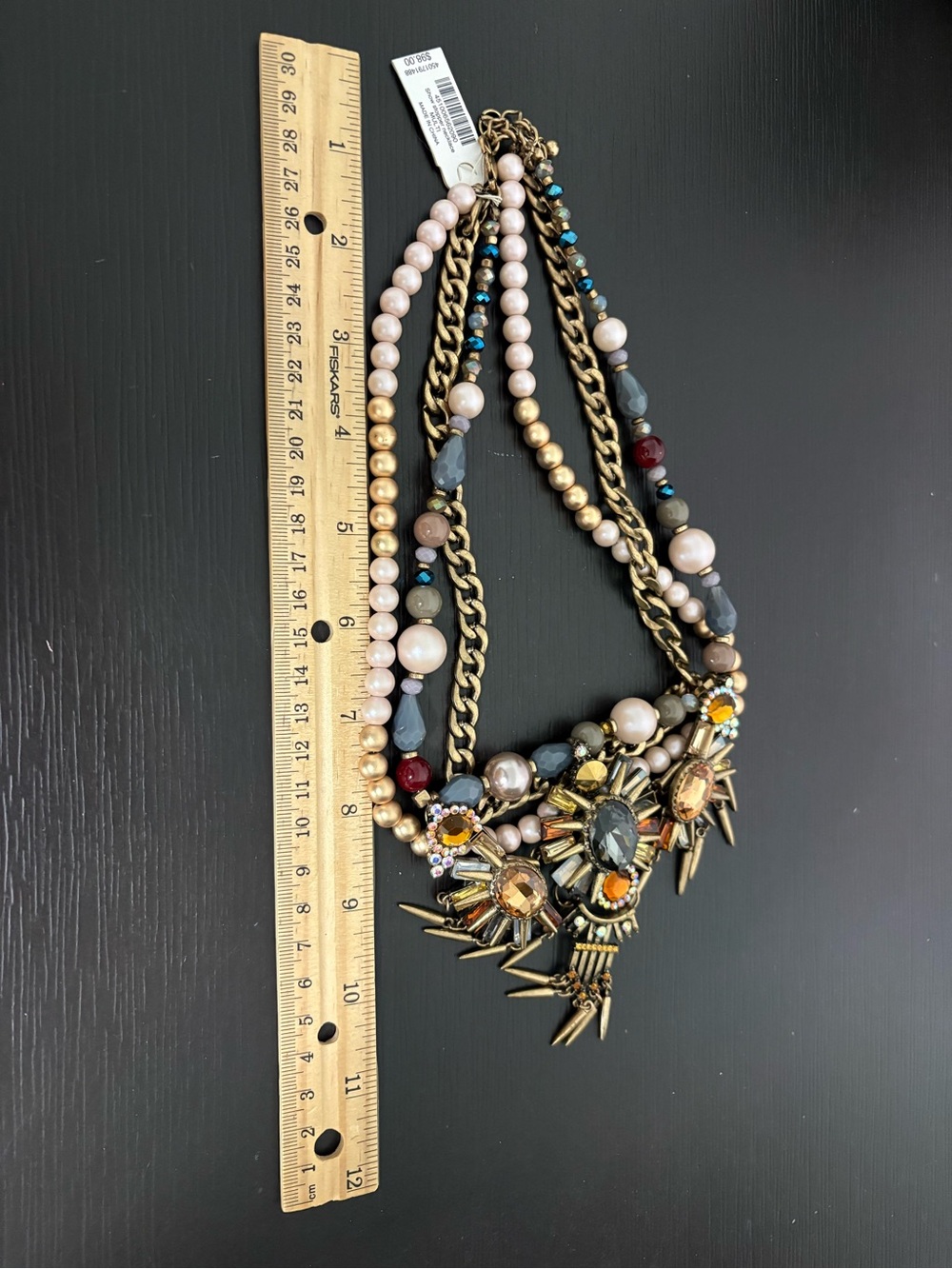 Boston Proper Show stopper statement layered necklace with faux pearls. NWT - Picture 5 of 5